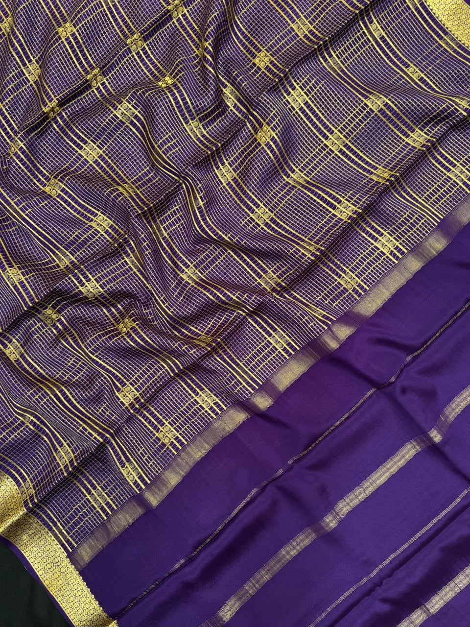 Mysore Silk Saree with Royal Chex Pattern (Chamundi)
