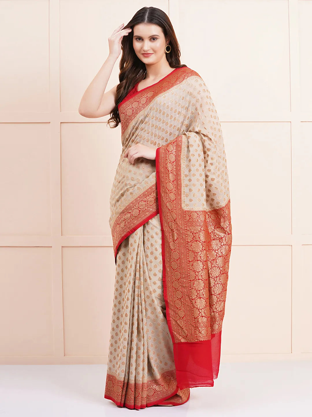 Timeless Pure Khaddi Georgette Silk Saree – The Ultimate Ethnic Wear for Wedding Celebrations.