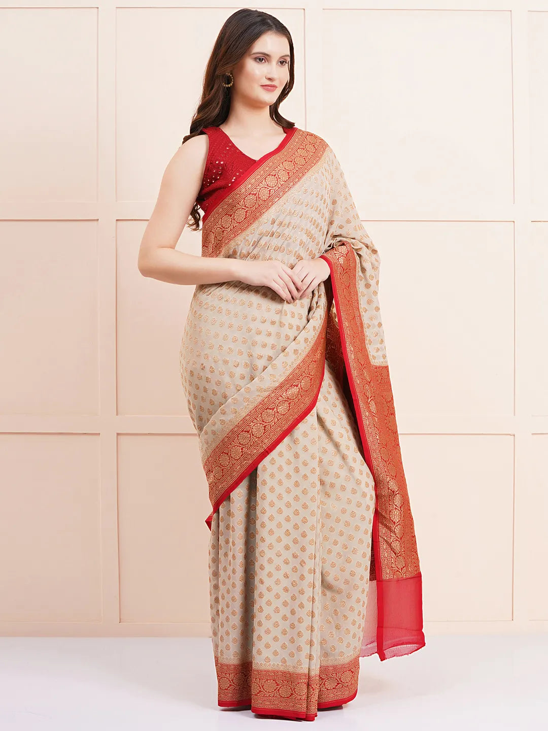 Timeless Pure Khaddi Georgette Silk Saree – The Ultimate Ethnic Wear for Wedding Celebrations.