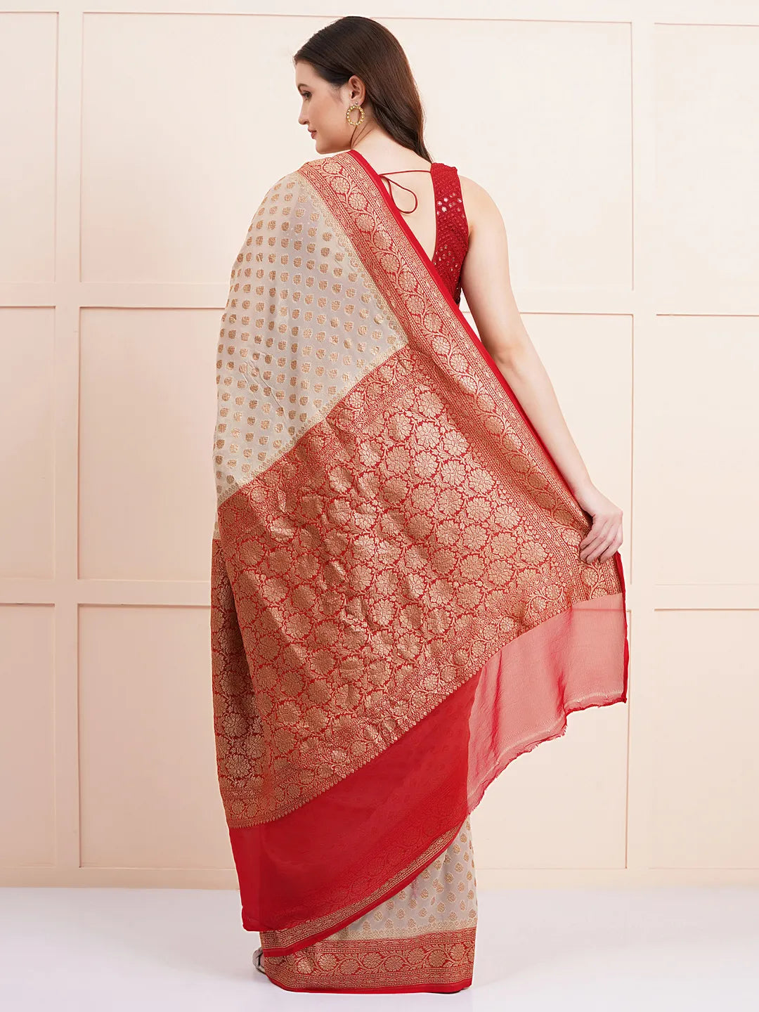 Timeless Pure Khaddi Georgette Silk Saree – The Ultimate Ethnic Wear for Wedding Celebrations.