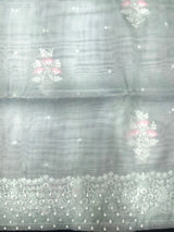 EMB Organza Saree with Intricate Thread Work