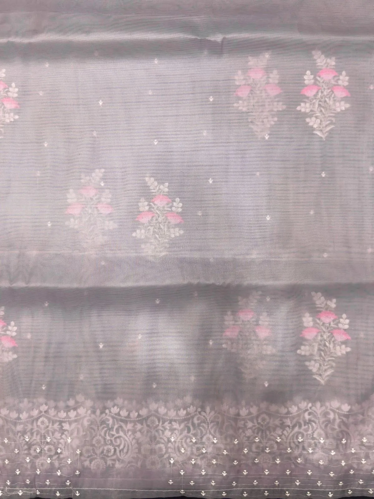 EMB Organza Saree with Intricate Thread Work