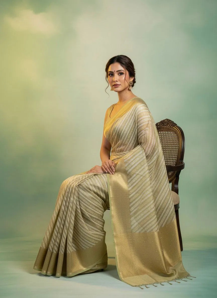 Ethereal Beauty: Soft & Sheer Kota Silk Saree-Exclusive Cutwork