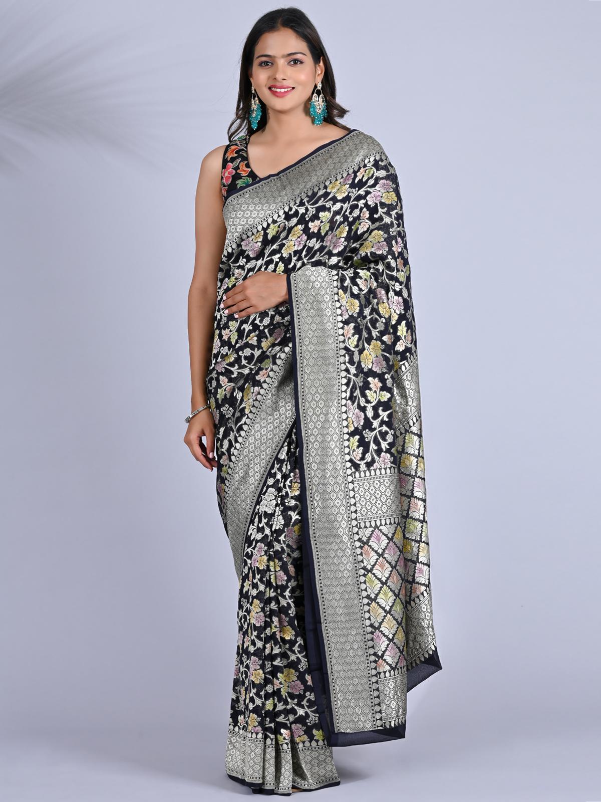 Meena Kari Pure Khaddi Georgette Saree
