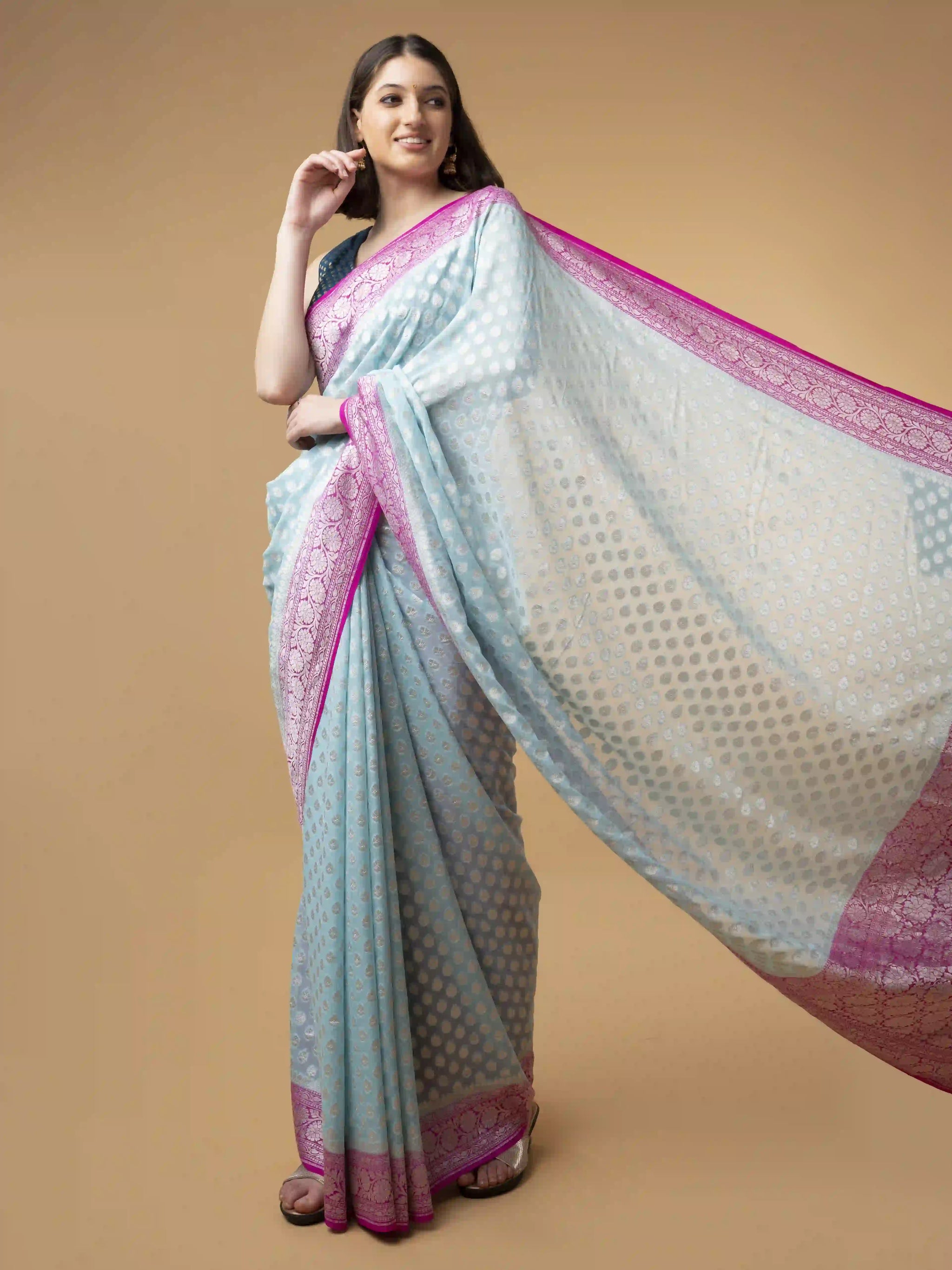 Pure Khaddi Georgette Silk Saree