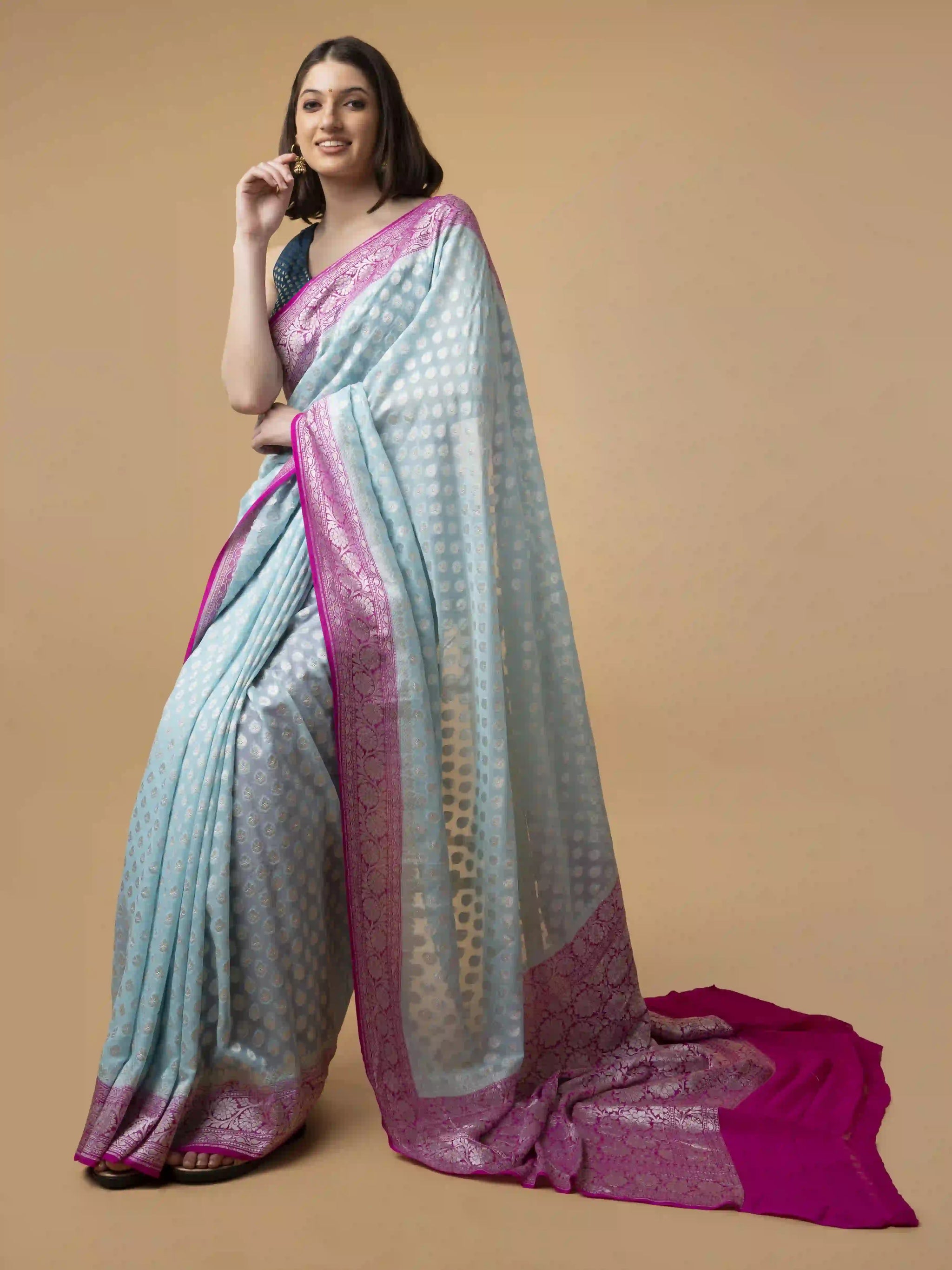 Pure Khaddi Georgette Silk Saree