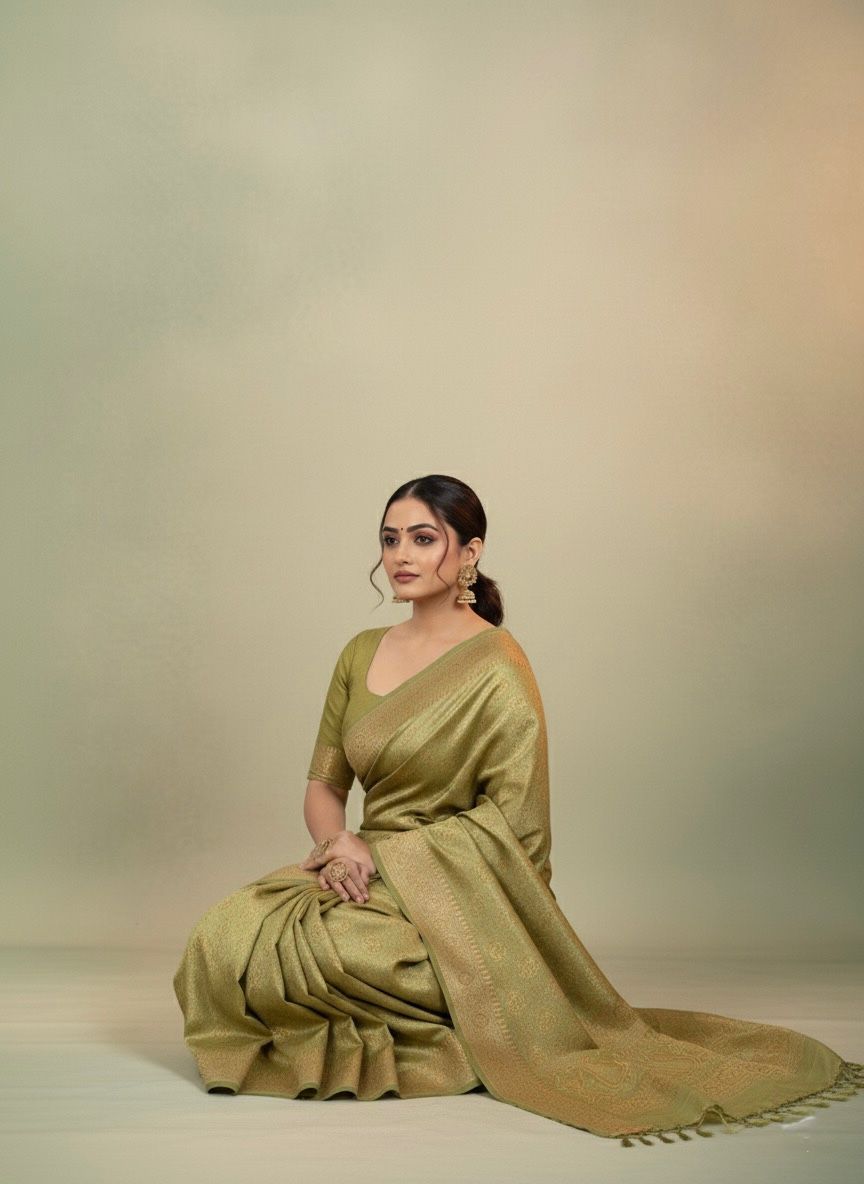 Smining Tree-Satin Silk saree