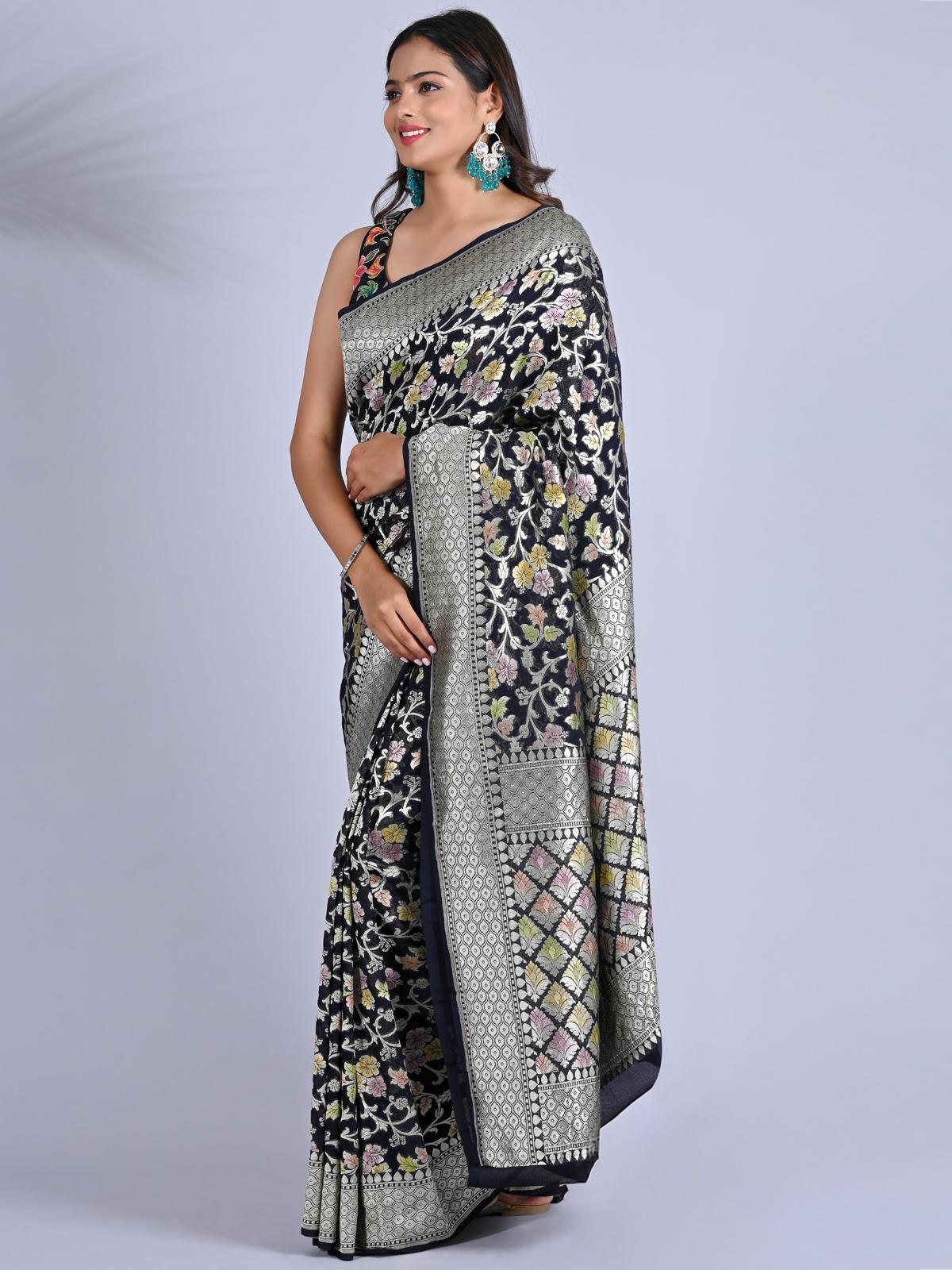 Meena Kari Pure Khaddi Georgette Saree
