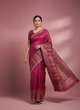 Pure Pashmina Silk Saree – Kashmiri Paisley Border