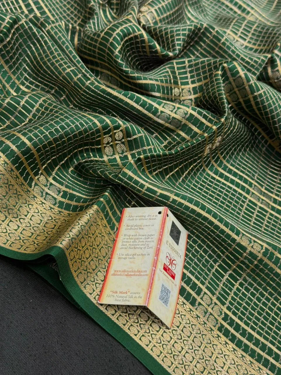 Mysore Silk Saree with Royal Chex Pattern (Chamundi)