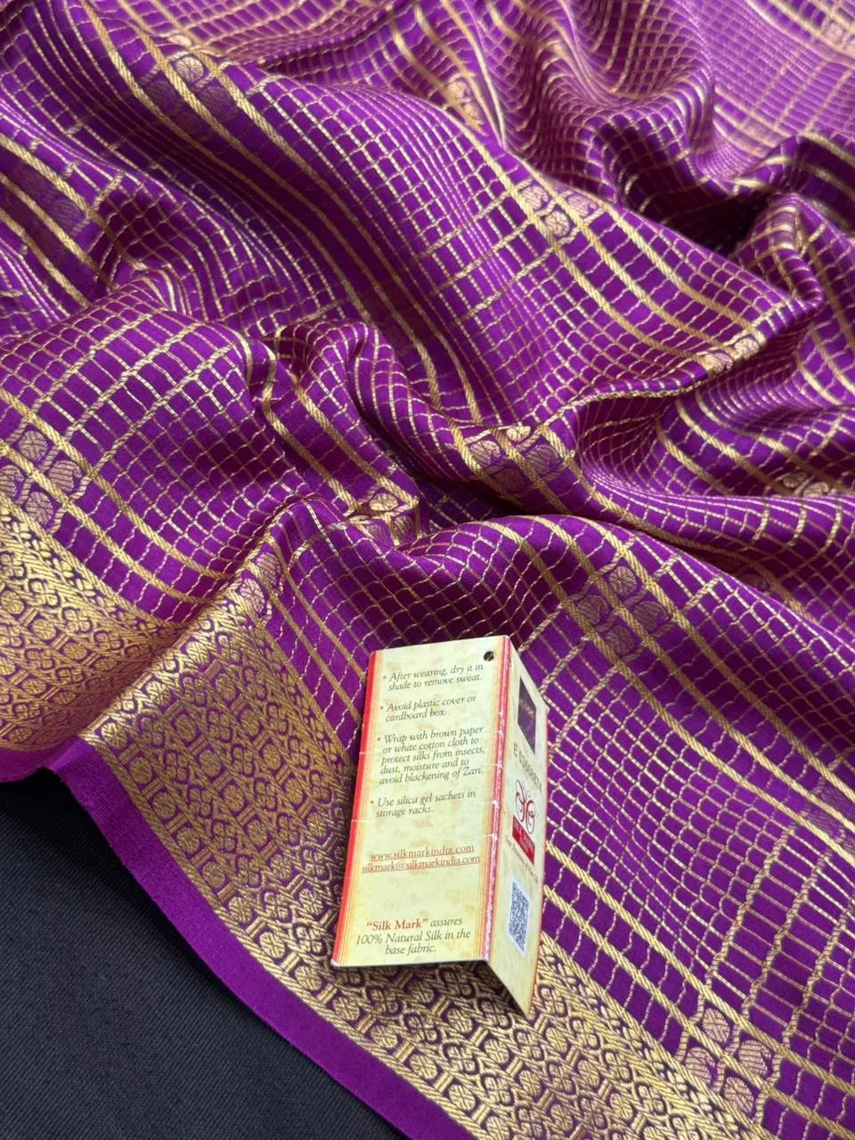 Mysore Silk Saree with Royal Chex Pattern (Chamundi)