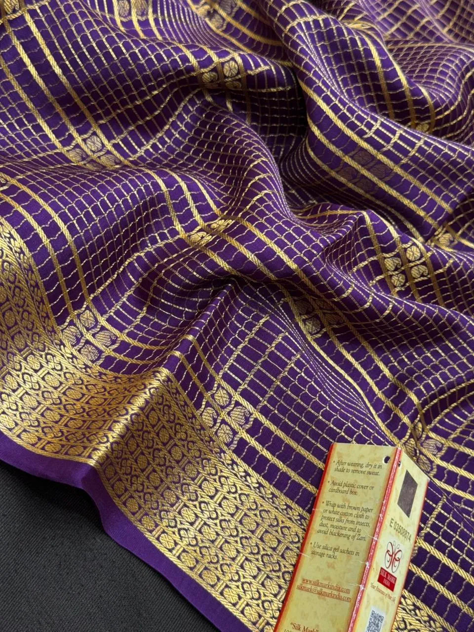 Mysore Silk Saree with Royal Chex Pattern (Chamundi)