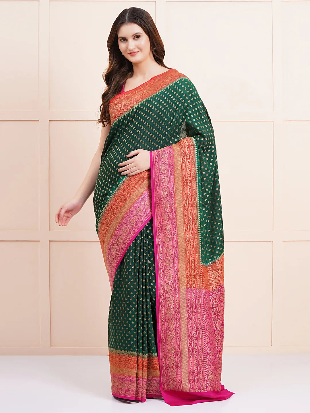 Pure Banarasi 3D Crape Silk Saree 
