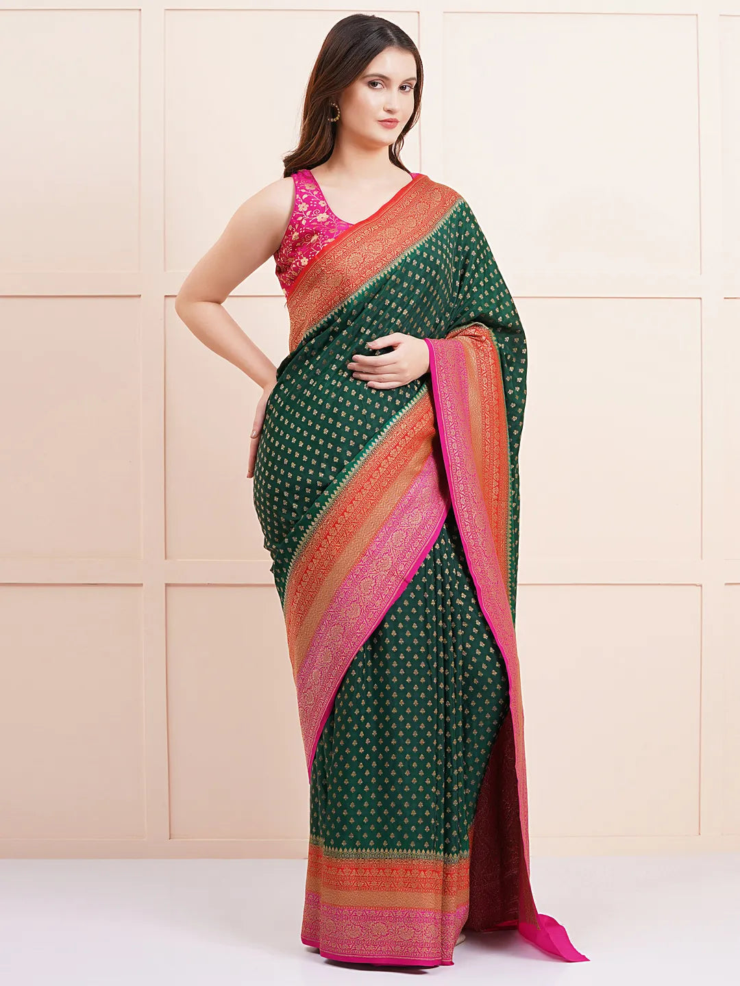 Pure Banarasi 3D Crape Silk Saree 