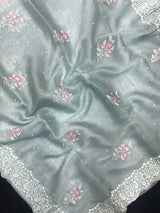 EMB Organza Saree with Intricate Thread Work