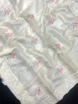 EMB Organza Saree with Intricate Thread Work