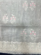 EMB Organza Saree with Intricate Thread Work