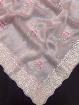 EMB Organza Saree with Intricate Thread Work