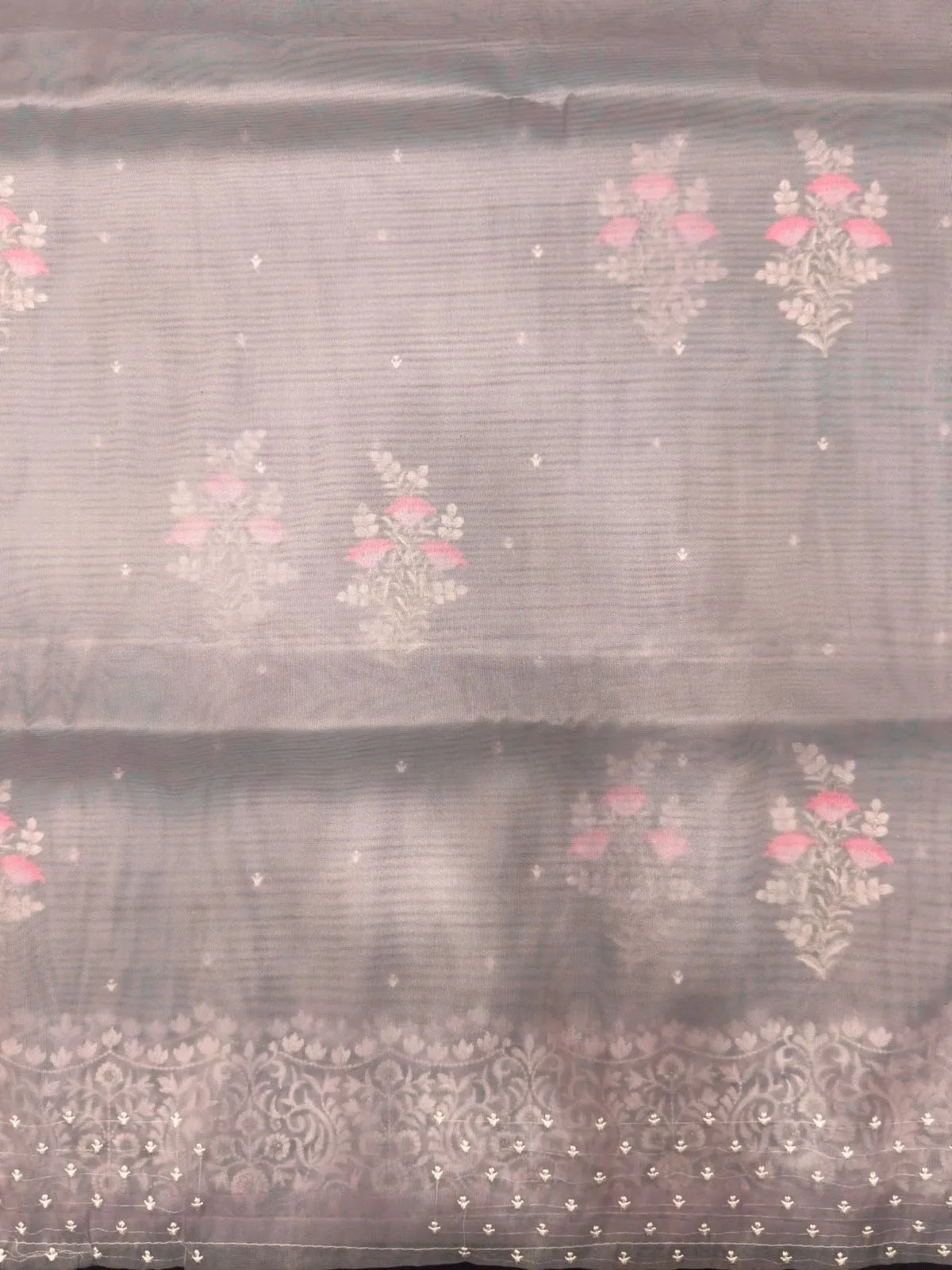 EMB Organza Saree with Intricate Thread Work