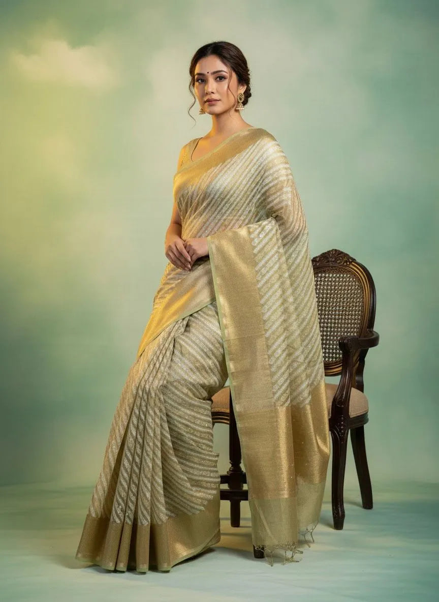 Ethereal Beauty: Soft & Sheer Kota Silk Saree-Exclusive Cutwork