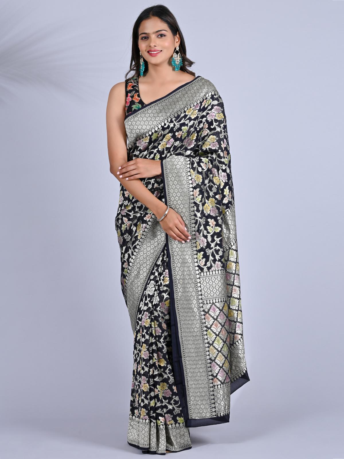 Meena Kari Pure Khaddi Georgette Saree