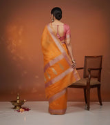 Banarasi Pure Khaddi Chiffon Saree-Self