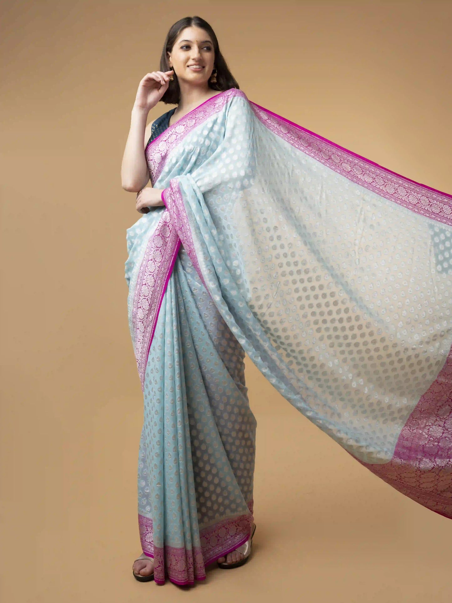 Pure Khaddi Georgette Silk Saree