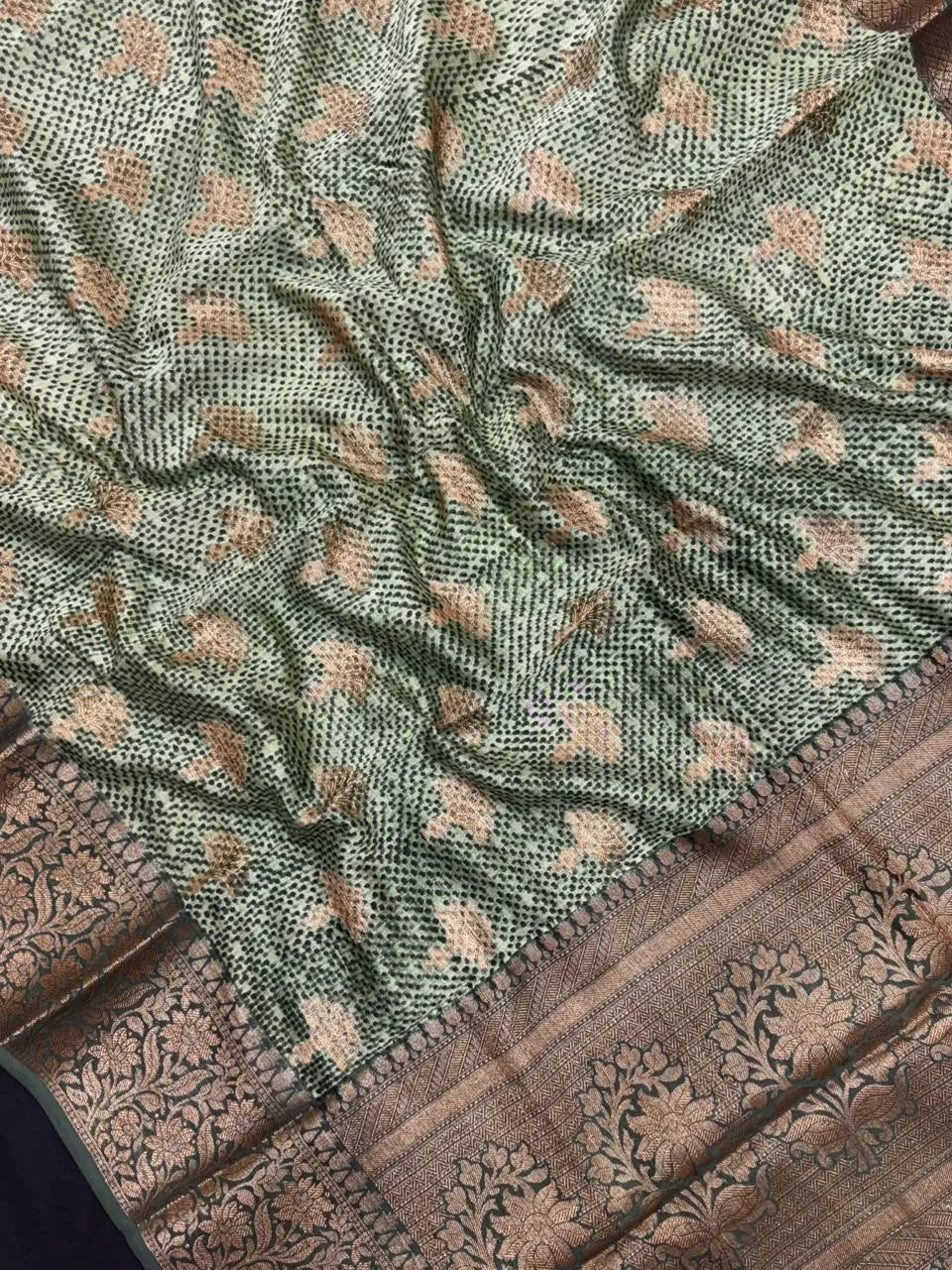 Luxury Drape: Authentic Pure Chinya Silk Saree-Pure chinya silk H