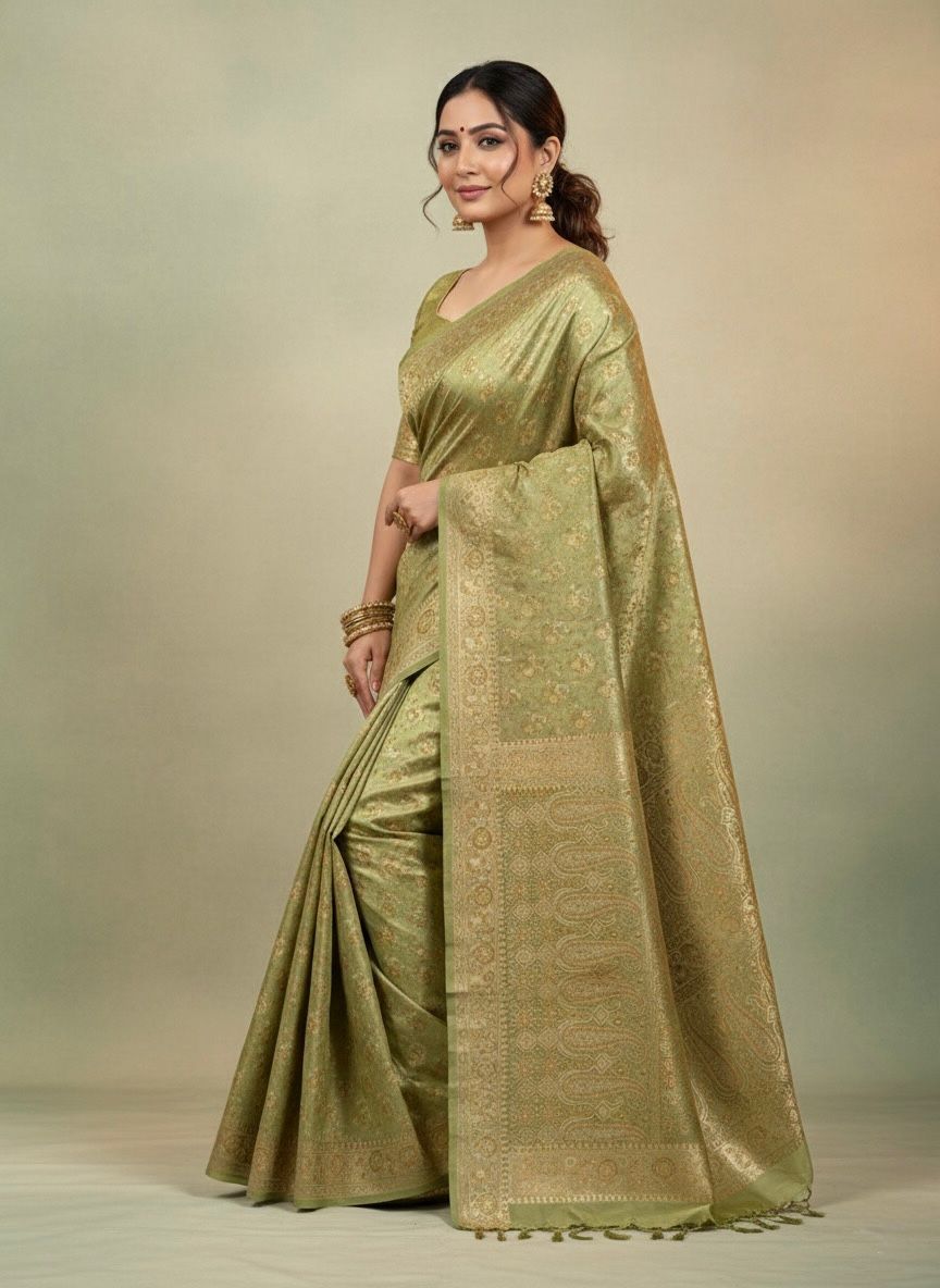 Smining Tree-Satin Silk saree