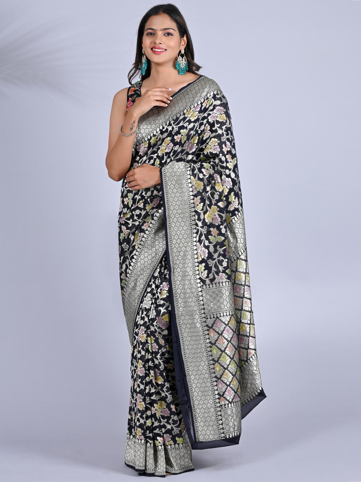 Meena Kari Pure Khaddi Georgette Saree